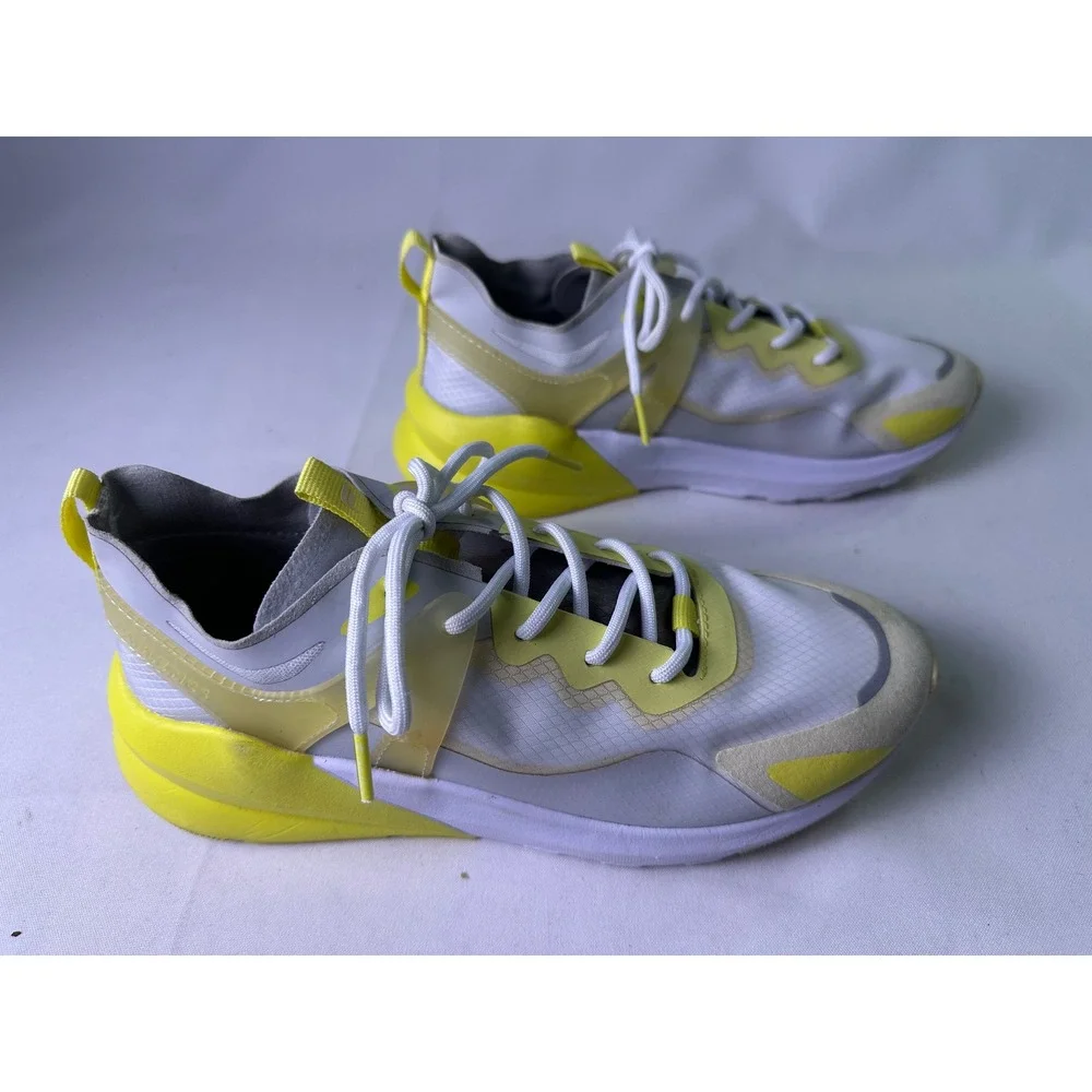 Fabletics Cheviot Performance Sneaker Women Sz 7 White Neon Yellow Athletic Gym‎